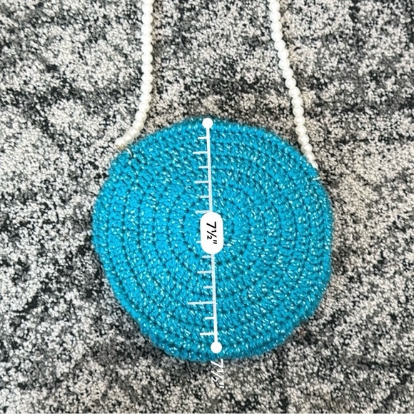 Hand Crocheted Sparkling Blue Rose Purse - Picture 14 of 15